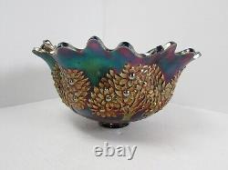Fenton Orange Tree Cobalt Blue Iridendesant Punch Bowl (No Base/Cups) 10 1/2