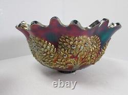 Fenton Orange Tree Cobalt Blue Iridendesant Punch Bowl (No Base/Cups) 10 1/2