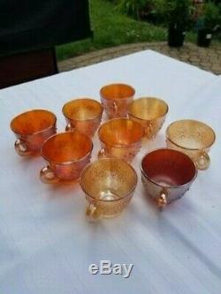 Fenton Orange Tree Punch Bowl Set Stunning Amber/gold Color! Impressive