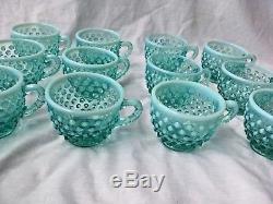 Fenton Persian Blue Opalescent Hobnail Punch Bowl with 12 Cups