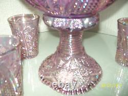 Fenton Pink Punch Bowl and 4 Tumblers 4270 3P