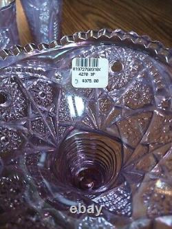 Fenton Punch Bowl 4270 3P #019727603104 Pink Opalescent 6 piece set