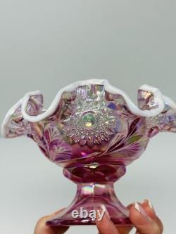 Fenton Rose Pink Iridized Mini Miniature Punch Bowl With Cups Set 6804 Y2K 2000