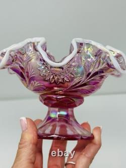 Fenton Rose Pink Iridized Mini Miniature Punch Bowl With Cups Set 6804 Y2K 2000