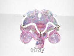 Fenton Rose Pink Iridized Mini Miniature Punch Bowl With Cups Set 6804 Y2K 2000
