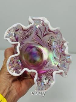 Fenton Rose Pink Iridized Mini Miniature Punch Bowl With Cups Set 6804 Y2K 2000