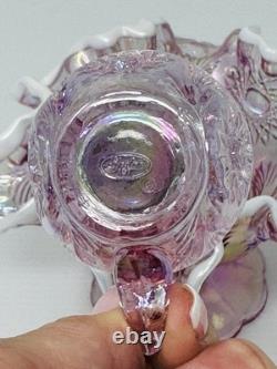 Fenton Rose Pink Iridized Mini Miniature Punch Bowl With Cups Set 6804 Y2K 2000