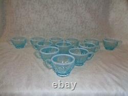 Fenton Westmoreland Blue Opalescent Grape Punch Bowl Set with12 Cups