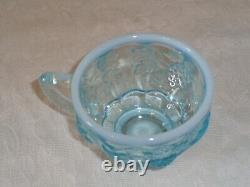 Fenton Westmoreland Blue Opalescent Grape Punch Bowl Set with12 Cups