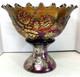 Fenton Wreath Of Roses Amethyst Carnival Glass Punch Bowl withBase Vintage SCARCE