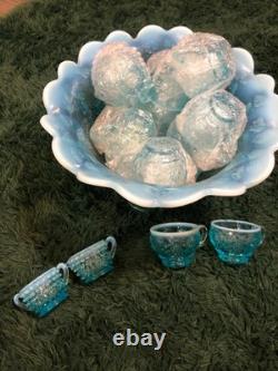 Fenton glass punch bowl set vintage