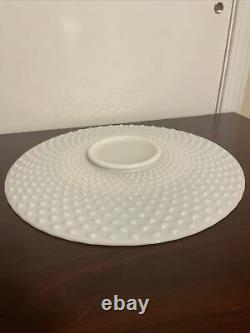 Fenton hobnail milk glass punch bowl plate 16 Round. Hard To Find