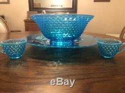 Fenton hobnail punchbowl from 1950s with 12 cups