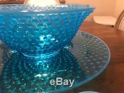Fenton hobnail punchbowl from 1950s with 12 cups