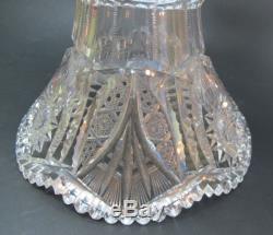Fine AMERICAN BRILLIANT CUT GLASS Footed 12 Punch Bowl Ex Cdn c. 1880 antique