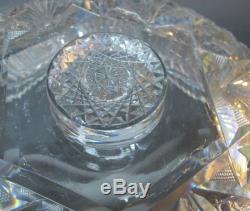 Fine AMERICAN BRILLIANT CUT GLASS Footed 12 Punch Bowl Ex Cdn c. 1880 antique