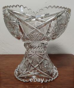 Fine Antique Abp American Brilliant Period 2 Piece Cut Glass Punch Bowl