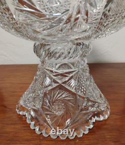 Fine Antique Abp American Brilliant Period 2 Piece Cut Glass Punch Bowl