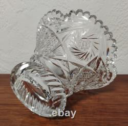 Fine Antique Abp American Brilliant Period 2 Piece Cut Glass Punch Bowl