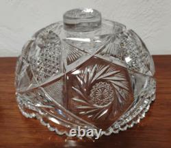 Fine Antique Abp American Brilliant Period 2 Piece Cut Glass Punch Bowl
