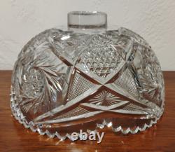 Fine Antique Abp American Brilliant Period 2 Piece Cut Glass Punch Bowl
