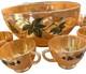 Fire King Anchor Hocking Glass Punch Bowl Cups Set 12 Peach Luster MCM HTF Rare