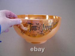 Fire King Peach Lustre Tom & Jerry Punch Bowl WithPedestal & 8 Cups