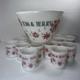 Fire King Tom Jerry Punch Bowl Set 11 Mugs Glass Holiday Egg Nog Red White