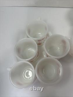 Fire King Tom Jerry Punch Bowl Set 11 Mugs Glass Holiday Egg Nog Red White