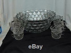 Fostoria AMERICAN CRYSTAL 13 pc -13 3/4 PUNCH BOWL SET 12 CUPS