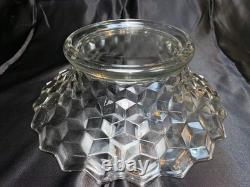 Fostoria American 14.5 Punch Bowl On Base + 6 Cups MCM Vintage Glass Wedding