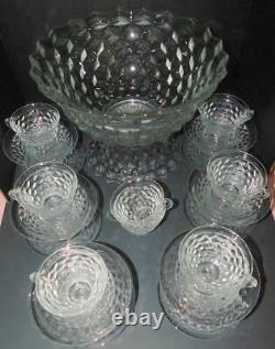 Fostoria American 14 Punch Bowl With 12 Flared Cups 12 Saucers Mint Cond