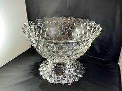 Fostoria American 14 Punch Bowl with Pedestal Center Base and 8 Cups! Crystal