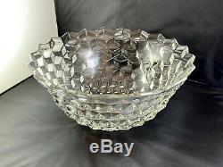 Fostoria American 14 Punch Bowl with Pedestal Center Base and 8 Cups! Crystal