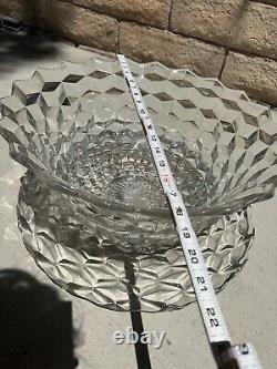 Fostoria American 18 Glass Punch Bowl with 19 Underplate Torte