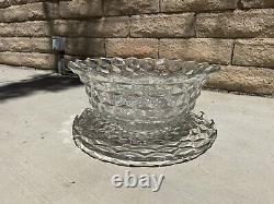 Fostoria American 18 Glass Punch Bowl with 19 Underplate Torte