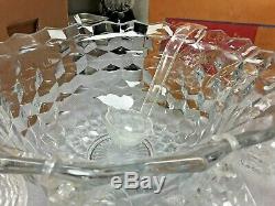 Fostoria American 18 Large Punch Bowl Set with 12 Cups and Original Ladle