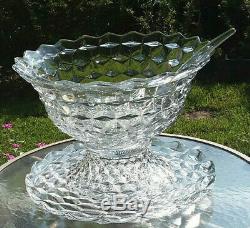 Fostoria American 18 Punch Bowl With Base, Under Plate & Glass Ladle