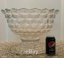 Fostoria American 18 punch bowl, glass ladle, base and 12 cups
