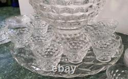 Fostoria American 28 Piece Punch Bowl Set Underplate Pedestal Cups Saucers Ladle