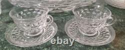 Fostoria American 28 Piece Punch Bowl Set Underplate Pedestal Cups Saucers Ladle