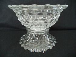 Fostoria American 6qt crystal punch bowl 14in w low stand cube pattern