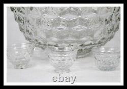 Fostoria American Clear Stem 2056 (1915-1982) Punch Bowl 18 & (14) Punch Cups
