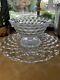 Fostoria American Crystal 12 Footed Punch Bowl With 19 3/4 Underplate Cubist
