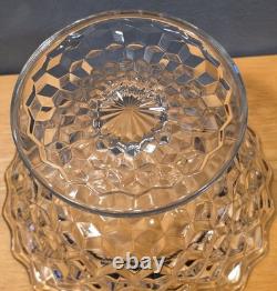 Fostoria American Cubist Elegant Glass Punch Bowl High Foot Base With 13 Cups