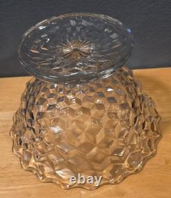 Fostoria American Cubist Elegant Glass Punch Bowl High Foot Base With 13 Cups