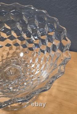 Fostoria American Cubist Elegant Glass Punch Bowl High Foot Base With 13 Cups