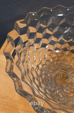 Fostoria American Cubist Elegant Glass Punch Bowl High Foot Base With 13 Cups