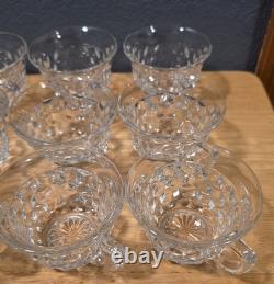 Fostoria American Cubist Elegant Glass Punch Bowl High Foot Base With 13 Cups