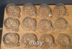 Fostoria American Cubist Elegant Glass Punch Bowl High Foot Base With 13 Cups